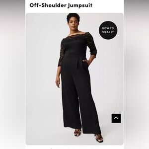 Torrid Black Lace Off-Shoulder Jumpsuit